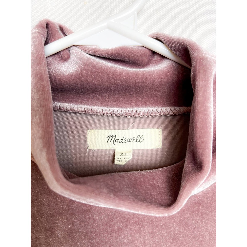 3 FOR $35! 📦 MADEWELL Velvet Mockneck Mini Shift Dress In Frosty Mauve XS - Picture 6 of 7
